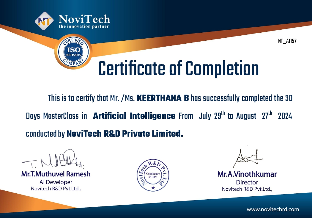 ARTIFICIAL INTELLIGENCE CERTIFICATE