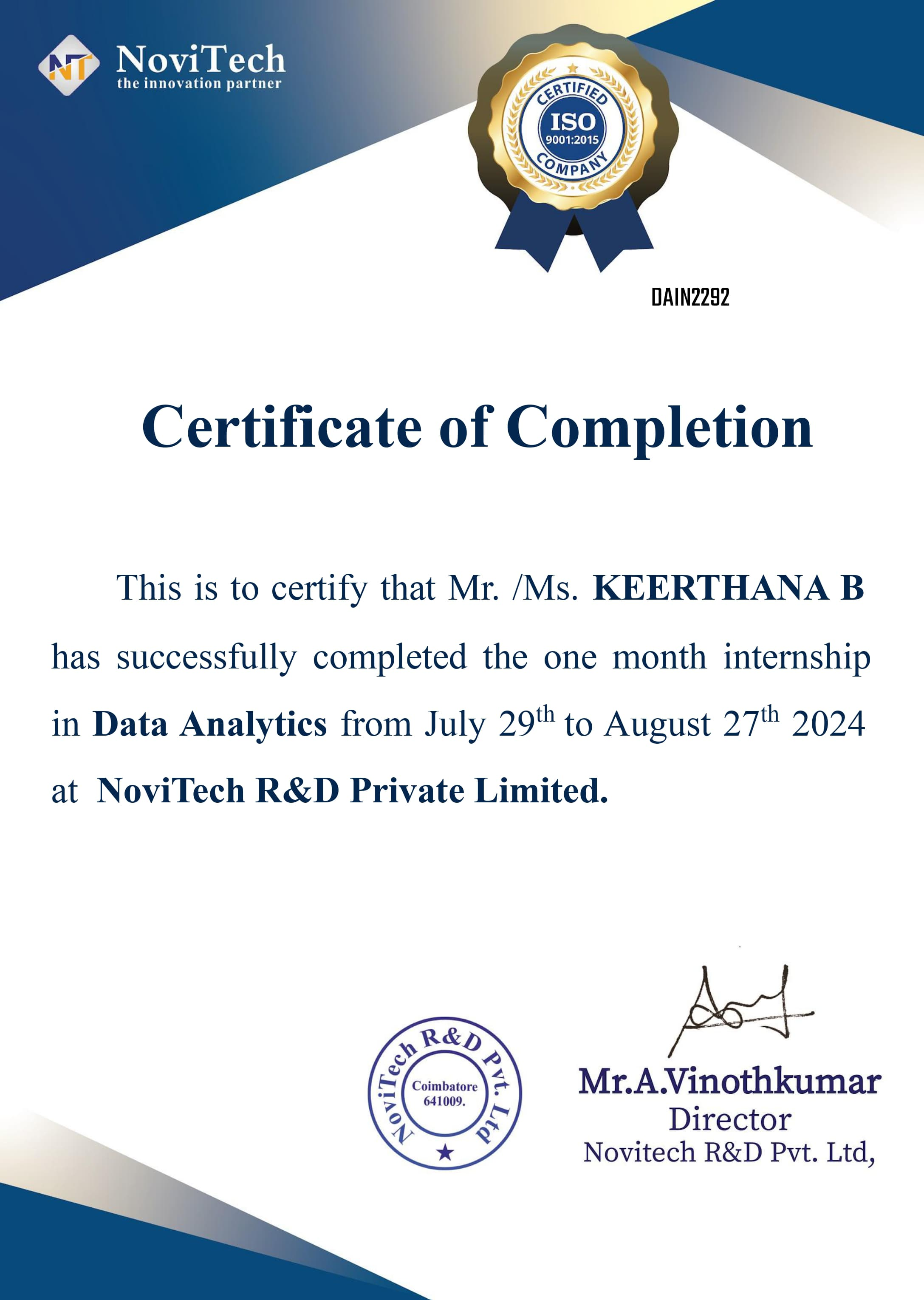 DATA ANALYTICS CERTIFICATE