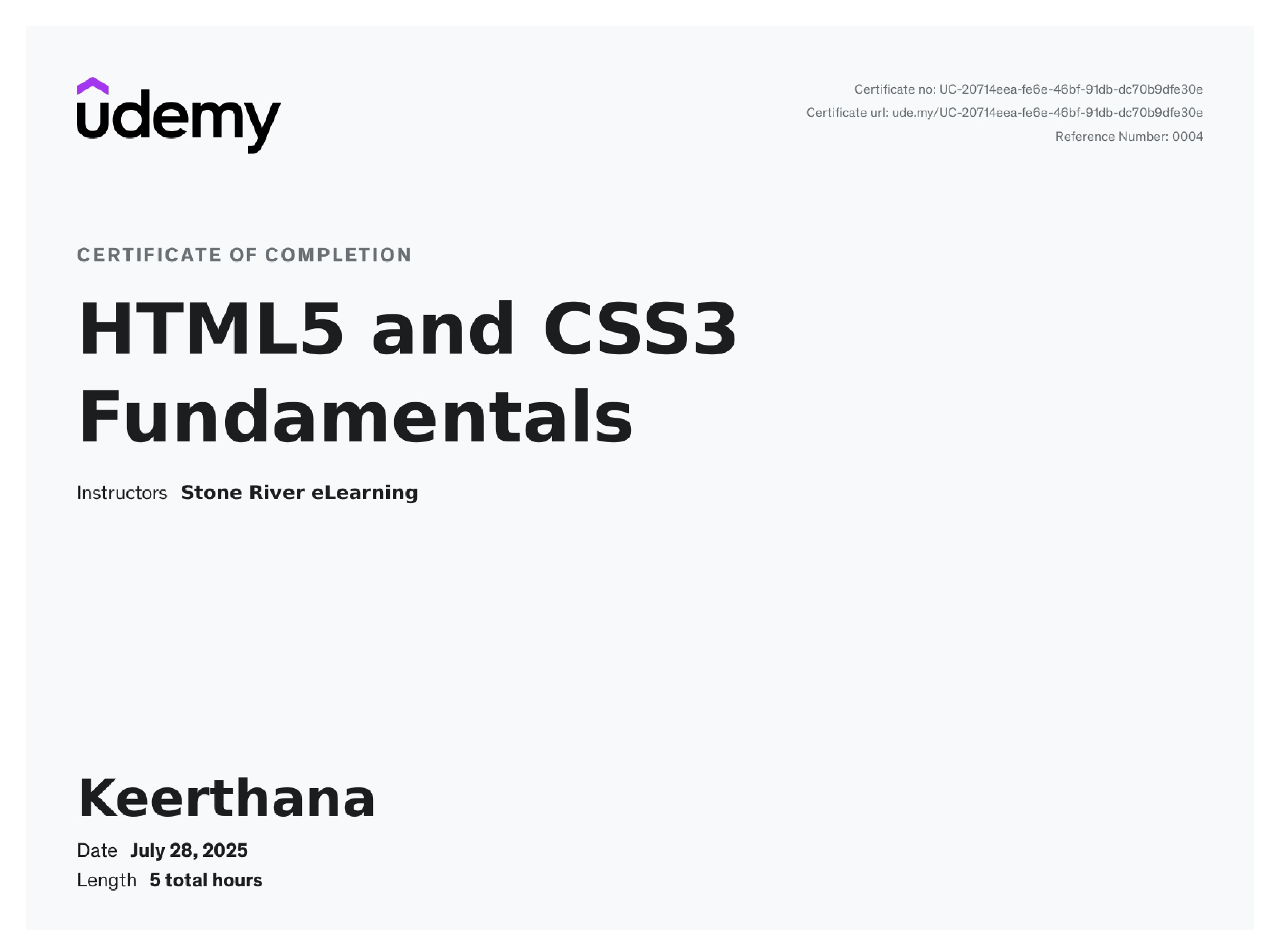 HTML AND CSS CERTIFICATE