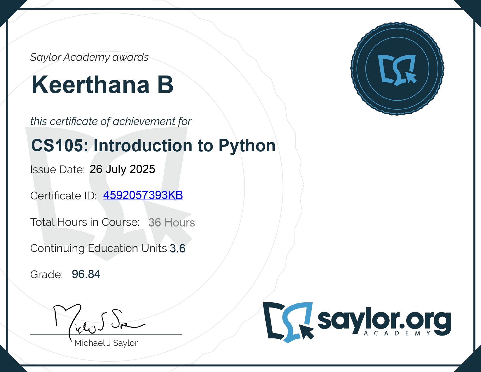 PYTHON CERTIFICATE
